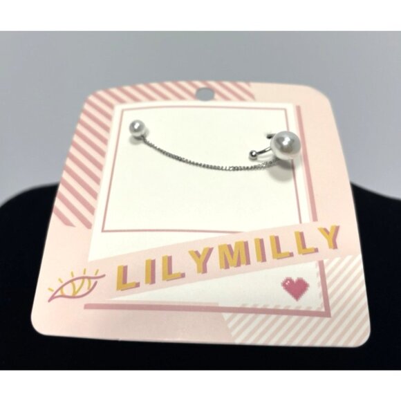 LILYMILLY Silver Pearl Chain Dangle Earrings Costume Drop Fashion Jewelry NEW - Picture 1 of 6